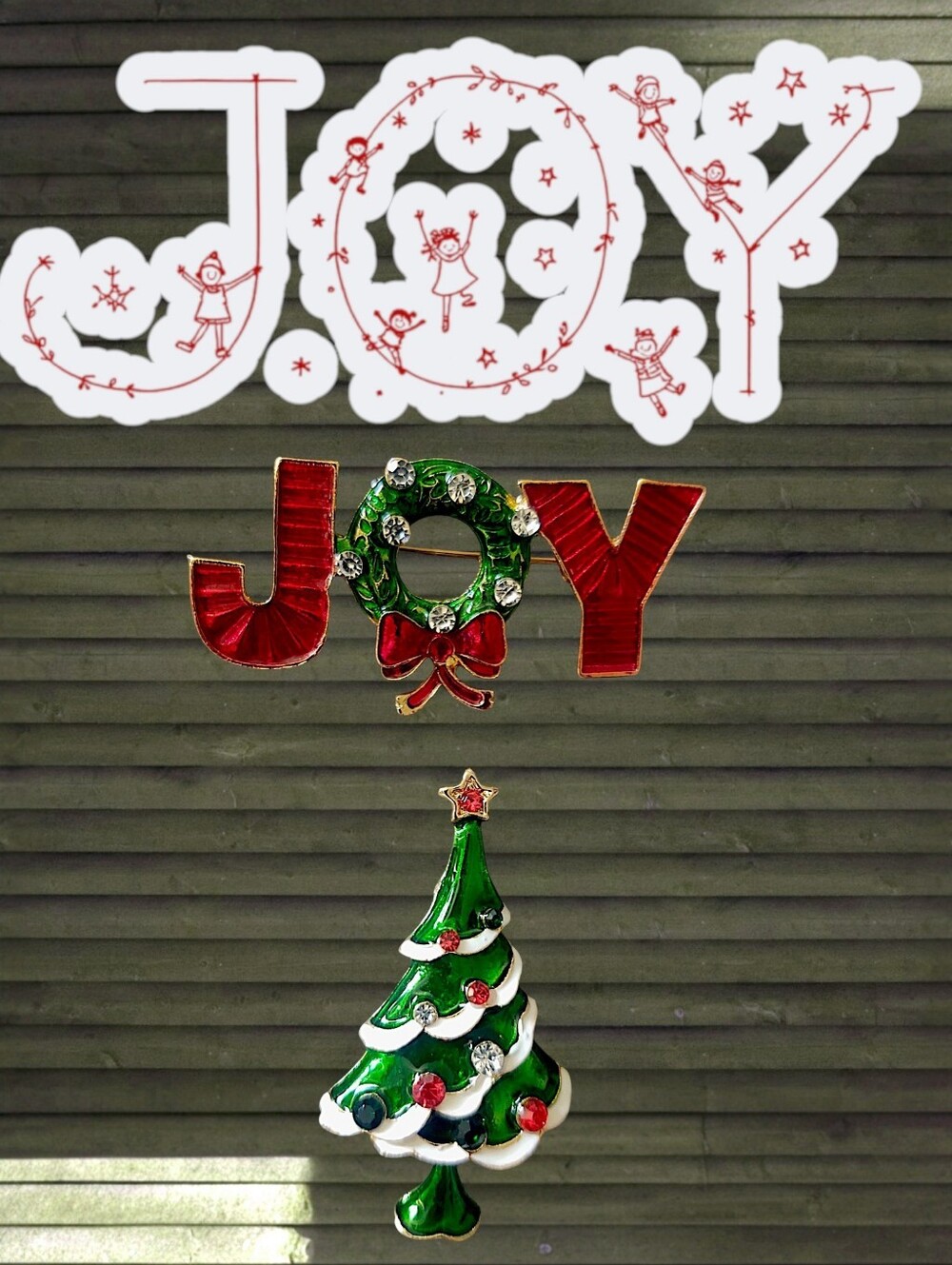 Holiday Wreath & Tree Brooch Duo